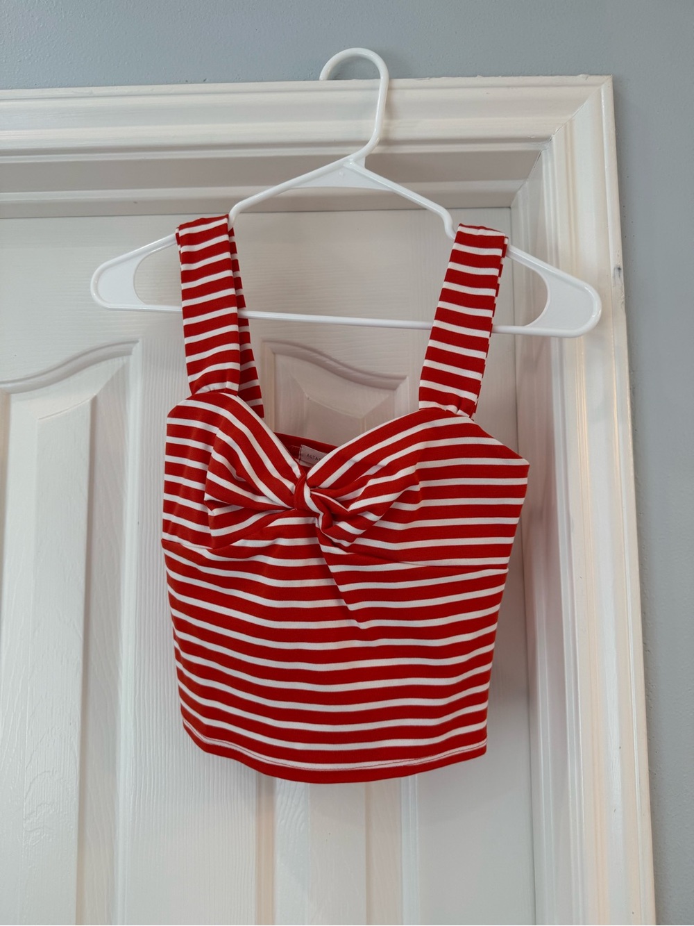 Altar'd State Red and White Striped Knot-Front Camisole